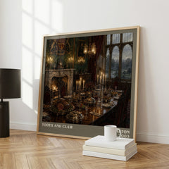 Tooth and Claw literary print framed by window – literary home decor