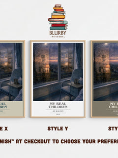 My real children book cover print in frame leaning in hallway – literary fiction wall art