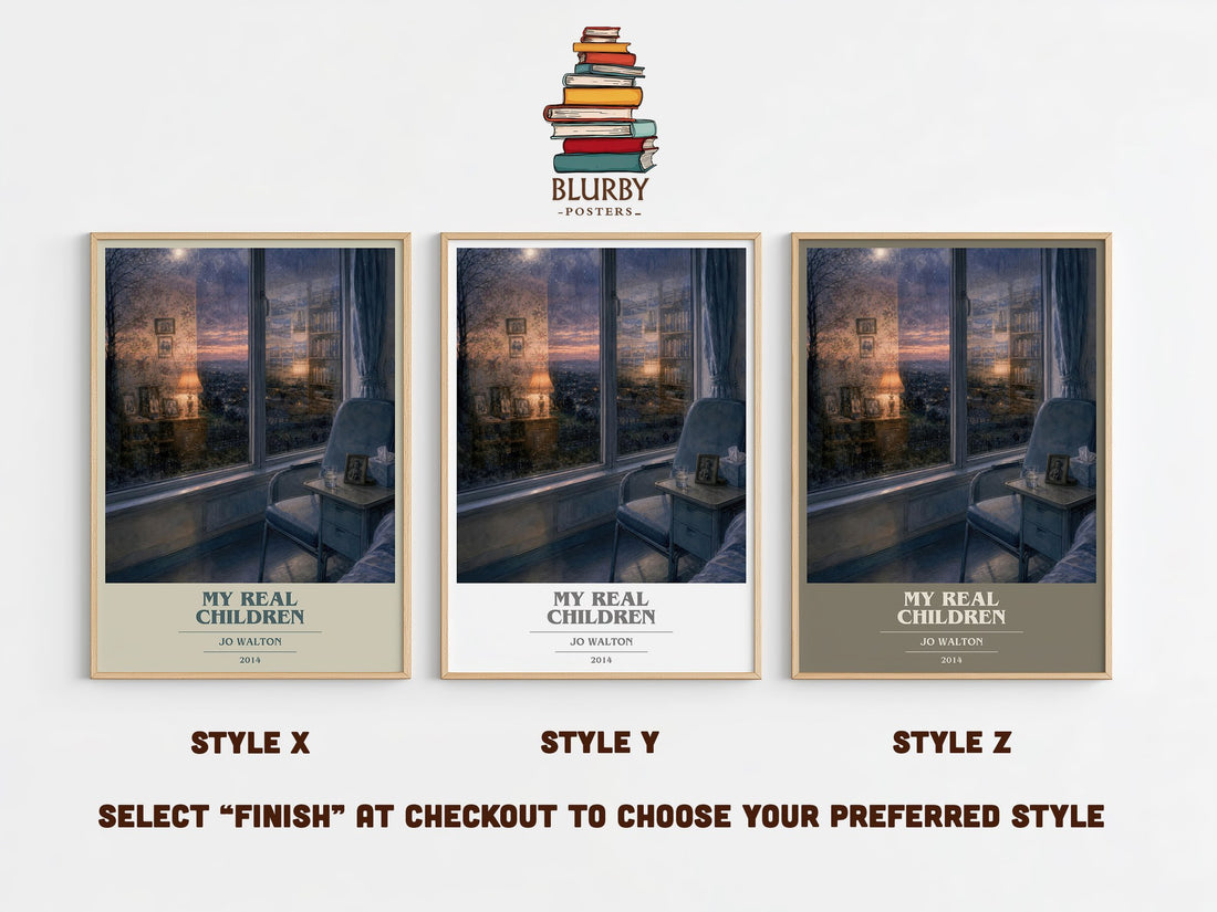 My real children book cover print in frame leaning in hallway – literary fiction wall art (mockup)