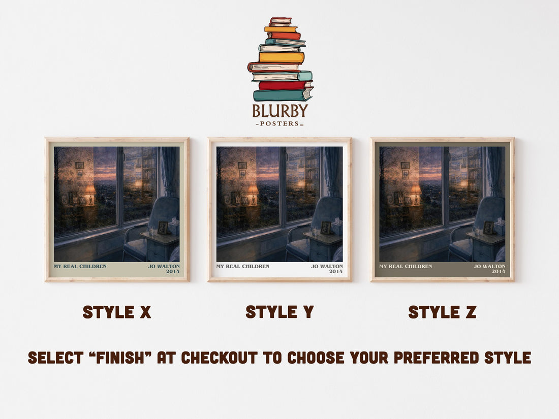 My real children literary print in frame leaning in hallway – literary fiction wall art (mockup)