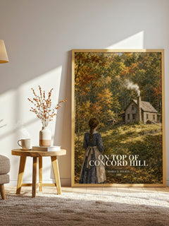 On top of Concord Hill watercolour print in frame leaning in hallway – childrens wall art
