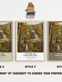 On top of Concord Hill book cover print in frame leaning in hallway – childrens wall art