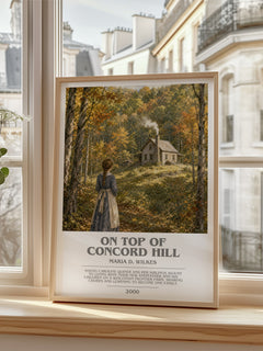 On top of Concord Hill Bookish Wall Art by Maria D. Wilkes – framed print by a bright window