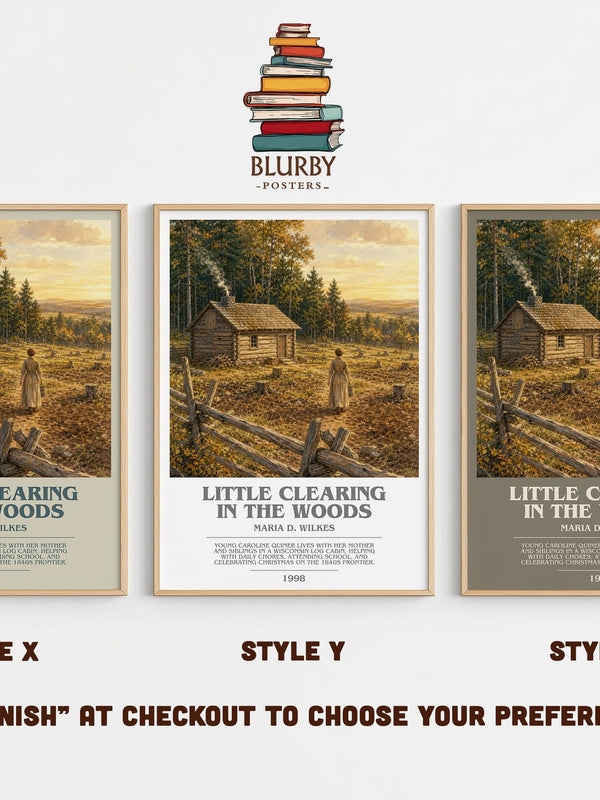 Little Clearing in the Woods bookish print in frame leaning in hallway – childrens wall art