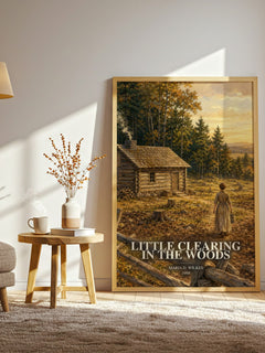 Little Clearing in the Woods watercolour print in frame leaning in hallway – childrens wall art