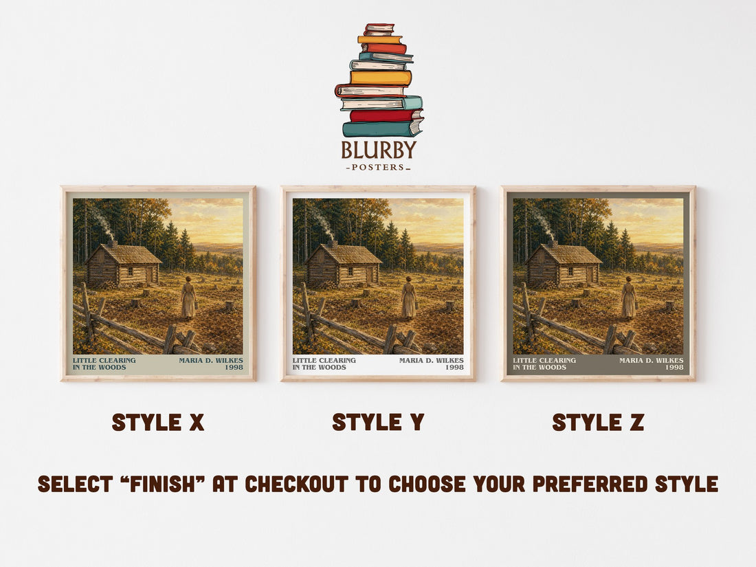 Little Clearing in the Woods literary print in frame leaning in hallway – childrens wall art (mockup)