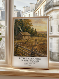 Little Clearing in the Woods book cover poster colour and style options – Maria D. Wilkes book art