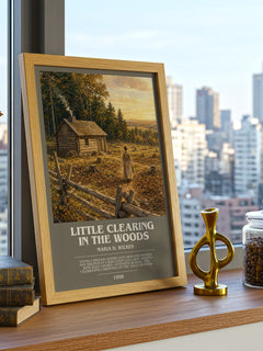 Little Clearing in the Woods bookish print framed by window – literary home decor