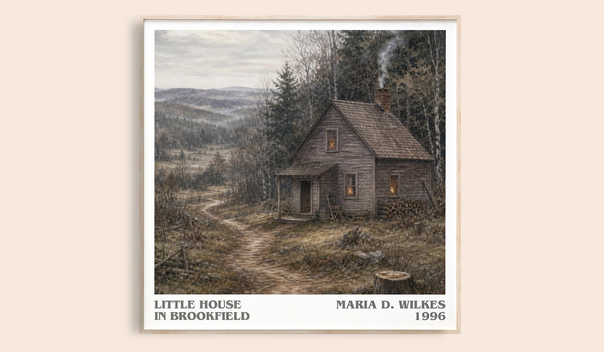 Little house in Brookfield Literary Art Print by Maria D. Wilkes