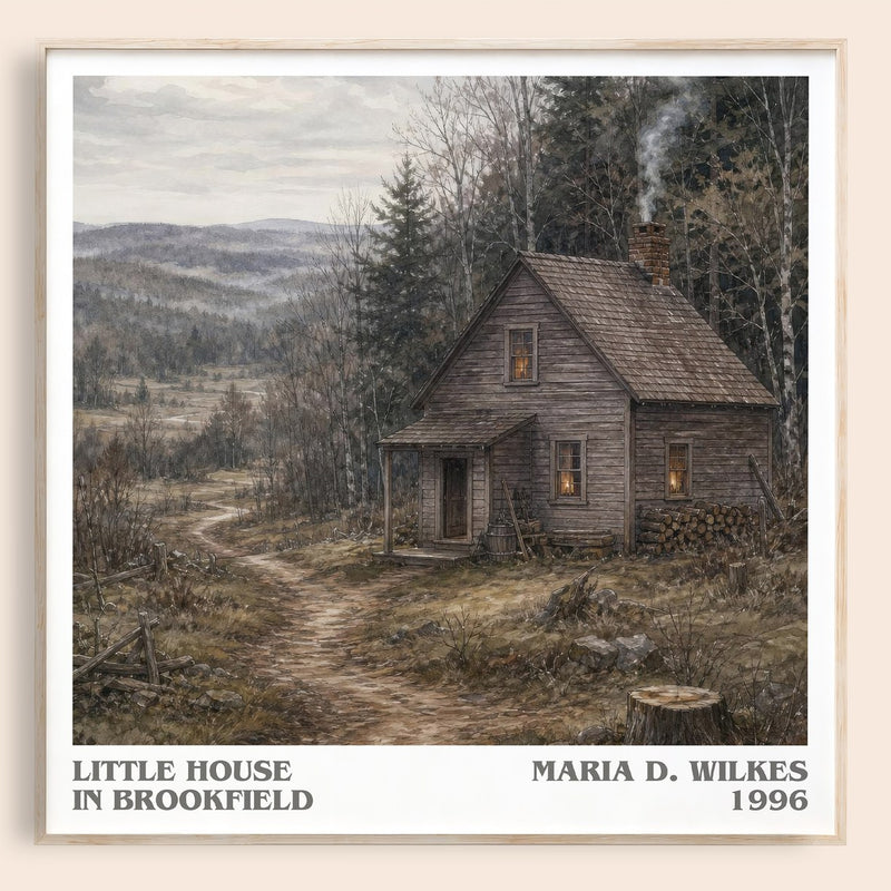 Little house in Brookfield literary book poster by Maria D. Wilkes – framed literary art print