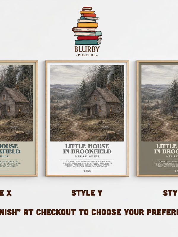 Little house in Brookfield bookish print in frame leaning in hallway – childrens wall art