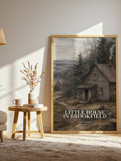 Little house in Brookfield watercolour print in frame leaning in hallway – childrens wall art