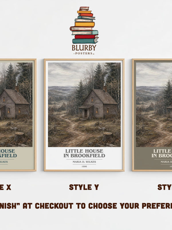 Little house in Brookfield book cover print in frame leaning in hallway – childrens wall art