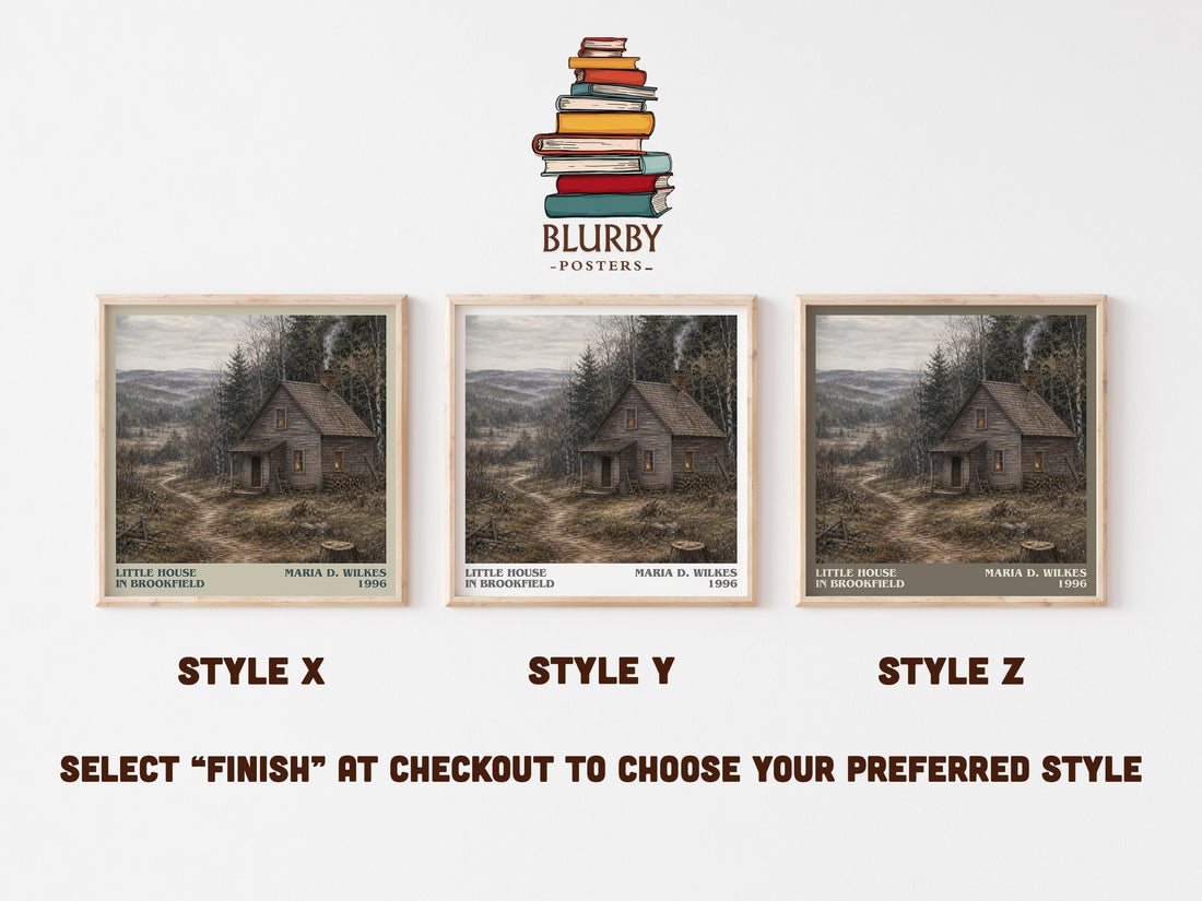 Little house in Brookfield literary print in frame leaning in hallway – childrens wall art (mockup)