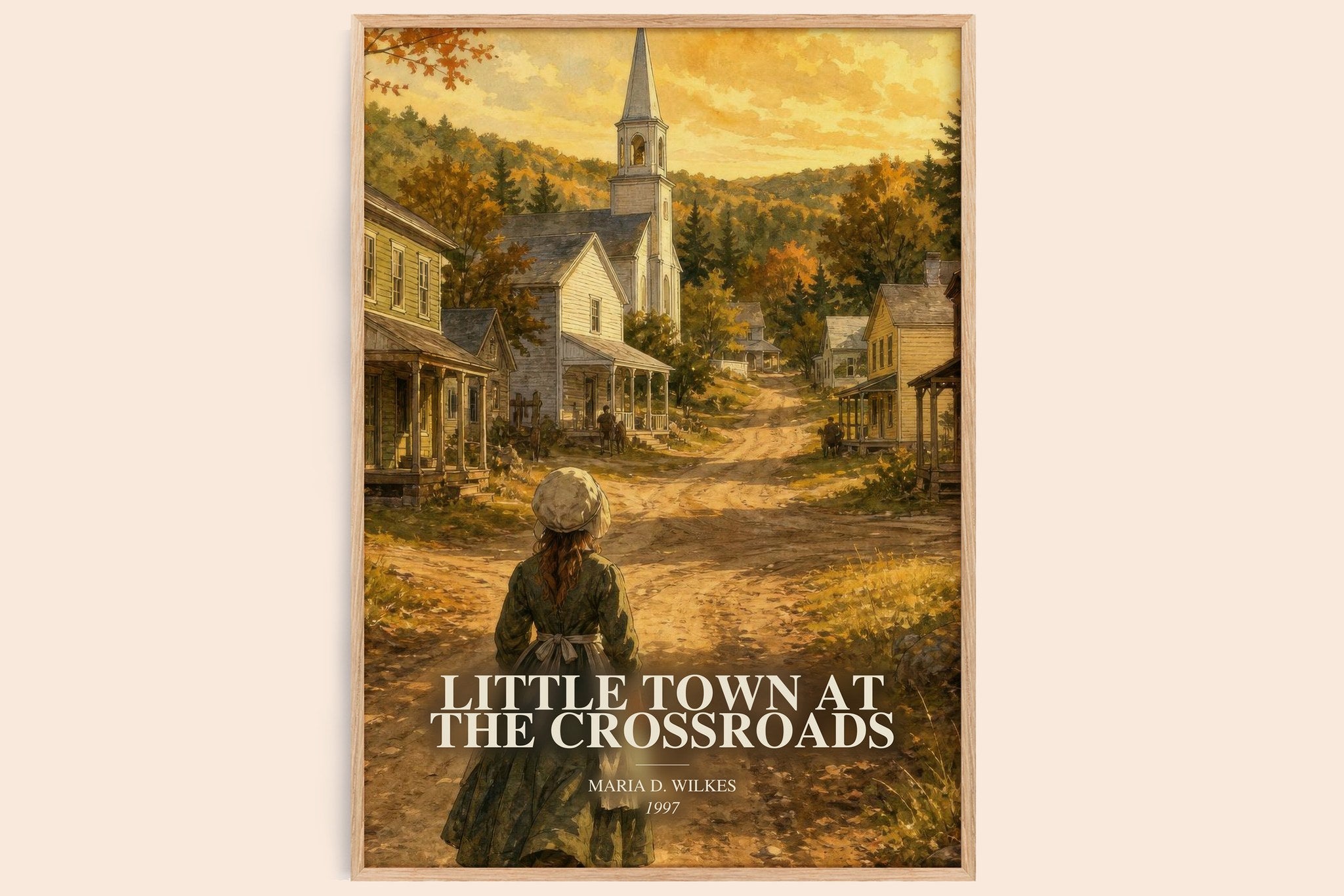 Little Town at the Crossroads Book Watercolour Illustration by Maria D. Wilkes