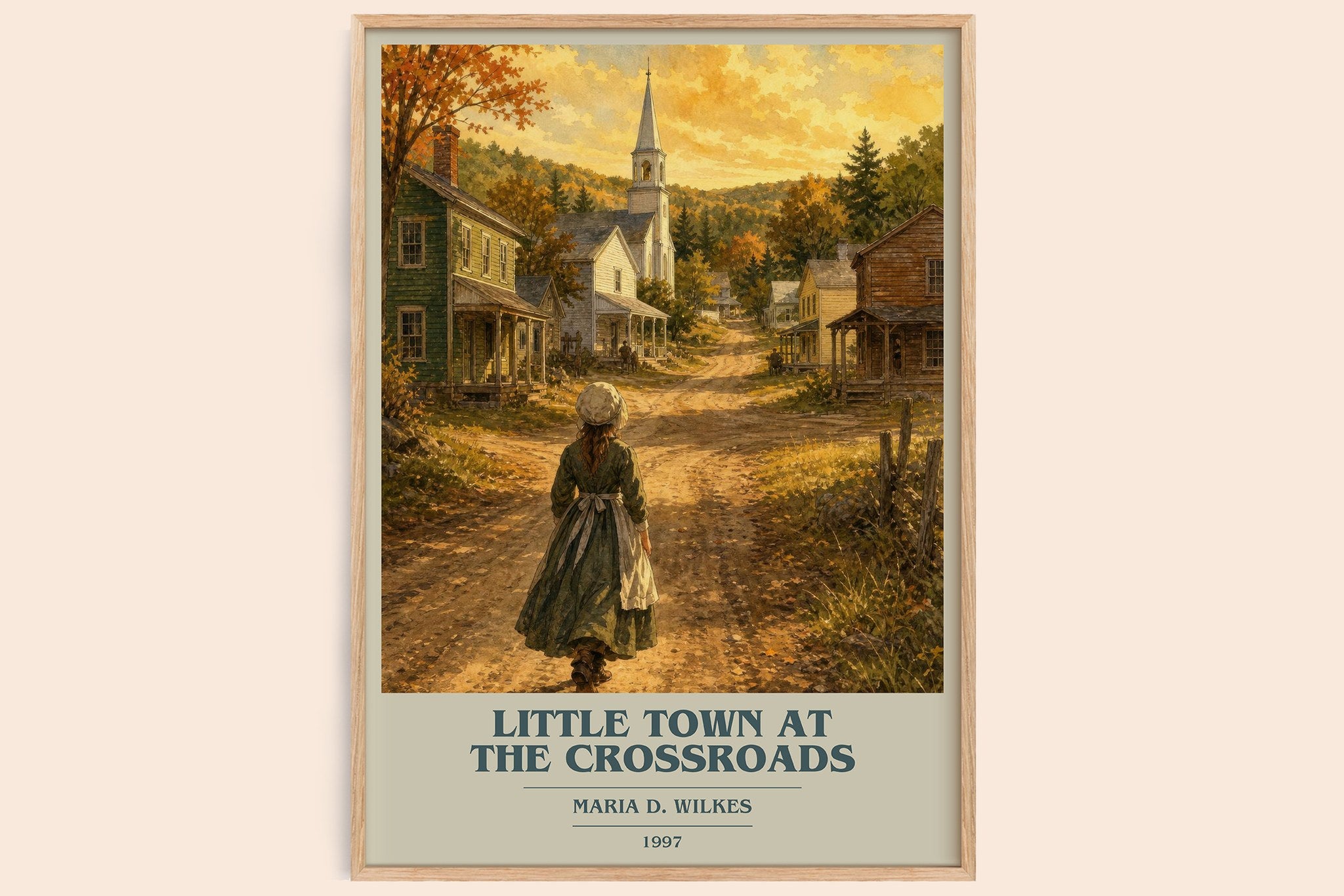 Little Town at the Crossroads Book Cover Poster by Maria D. Wilkes