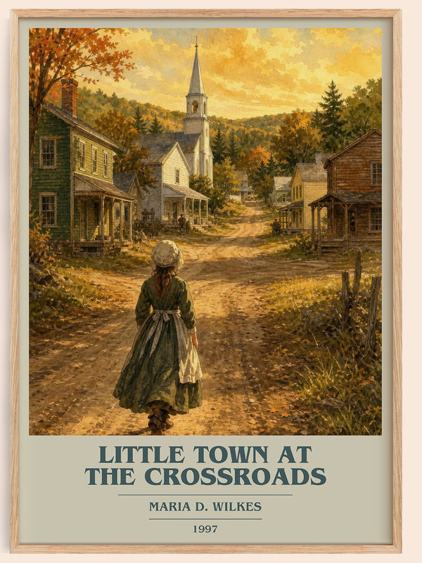 Little Town at the Crossroads book cover book poster by Maria D. Wilkes – framed literary art print