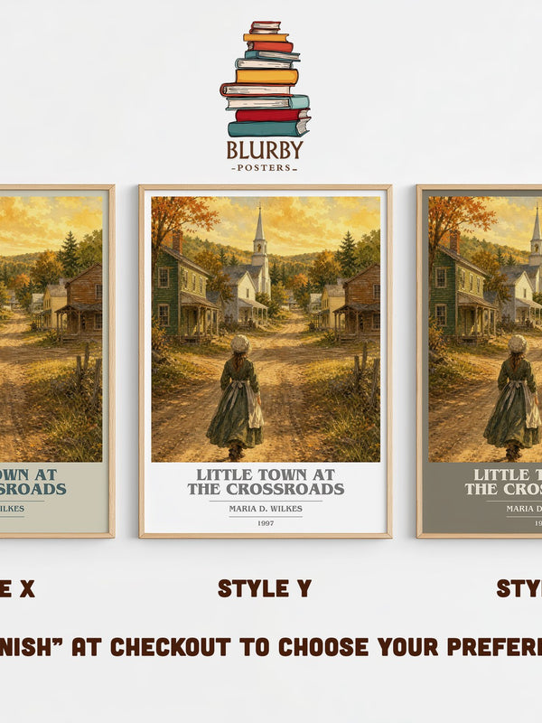 Little Town at the Crossroads book cover print in frame leaning in hallway – childrens wall art