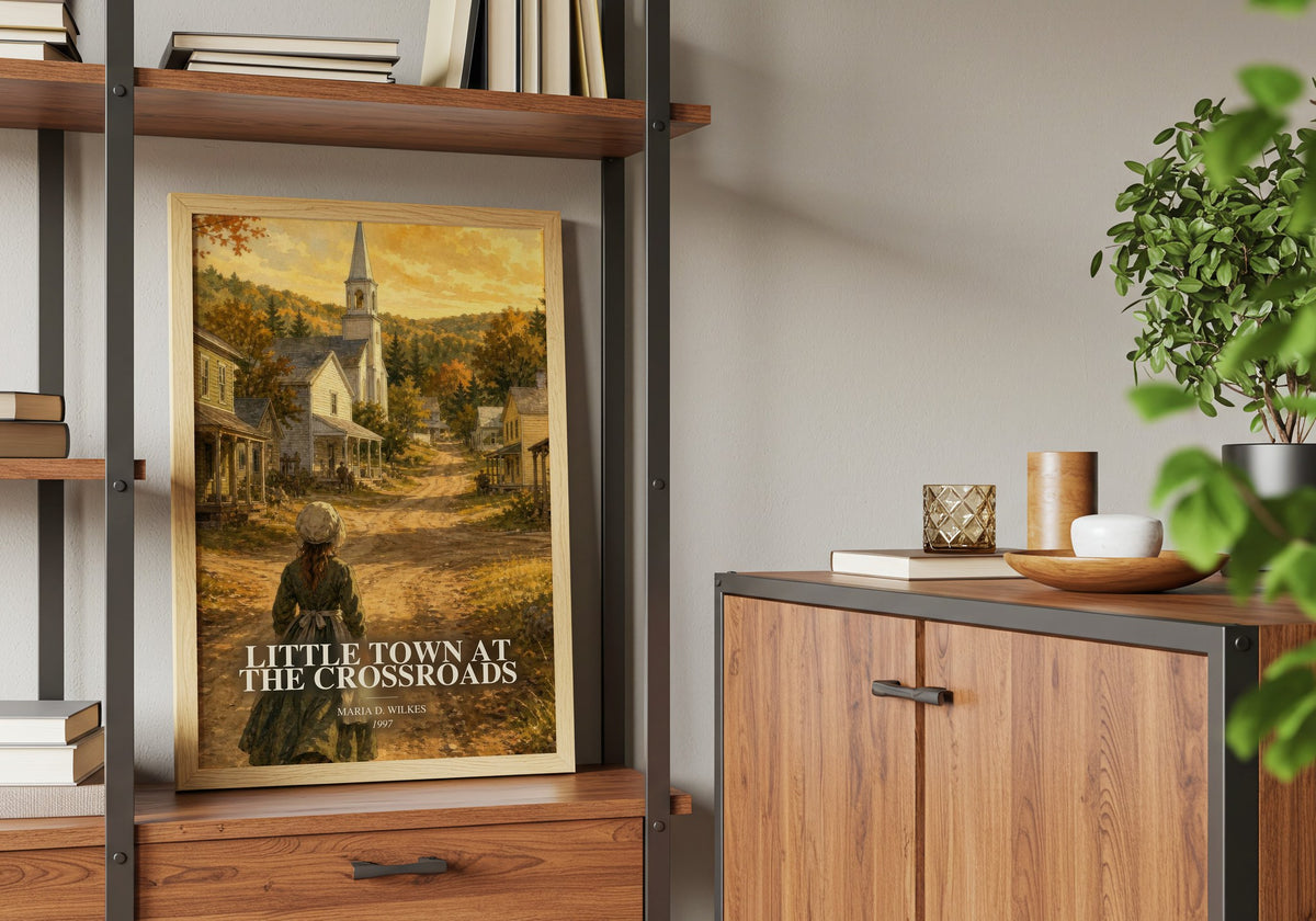 Little Town at the Crossroads book watercolour illustration paper finish options – matte satin gloss