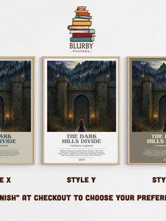 The Dark Hills divide bookish print in frame leaning in hallway – fantasy wall art
