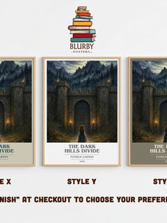 The Dark Hills divide book cover print in frame leaning in hallway – fantasy wall art