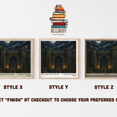 The Dark Hills divide literary print in frame leaning in hallway – fantasy wall art
