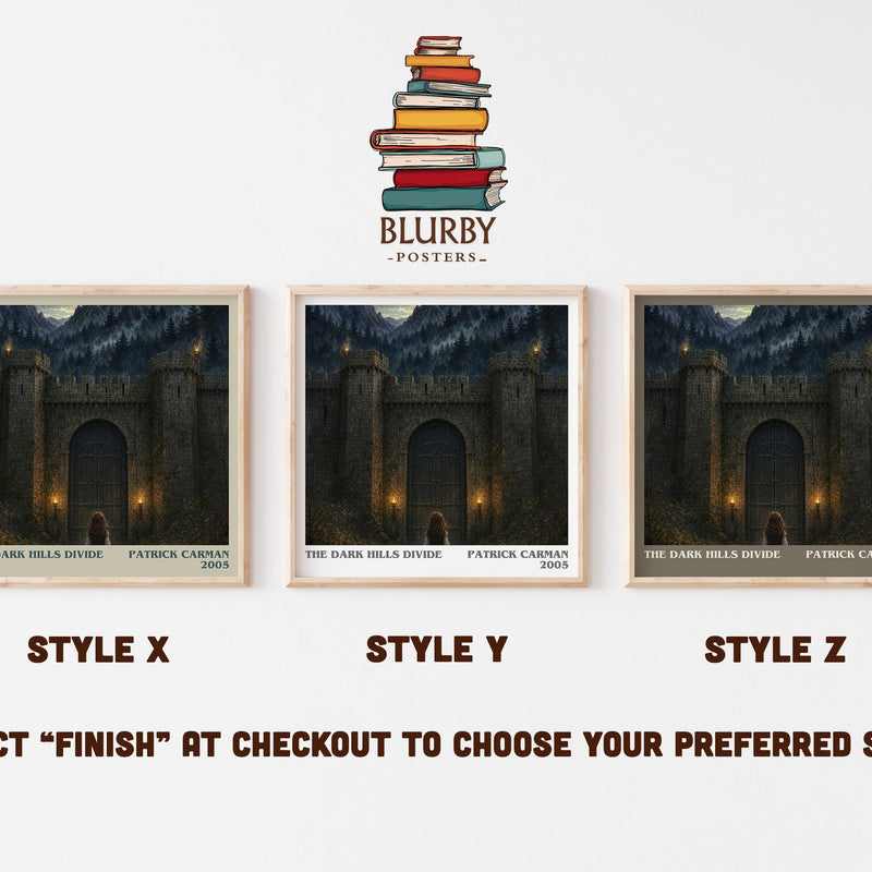 The Dark Hills divide literary print in frame leaning in hallway – fantasy wall art