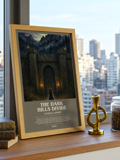 The Dark Hills divide bookish print framed by window – literary home decor