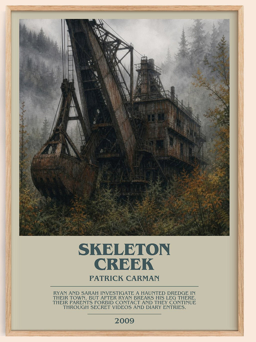 Skeleton Creek bookish book poster by Patrick Carman – framed literary art print