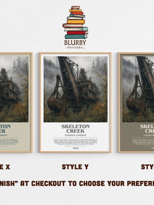 Skeleton Creek bookish print in frame leaning in hallway – mystery wall art