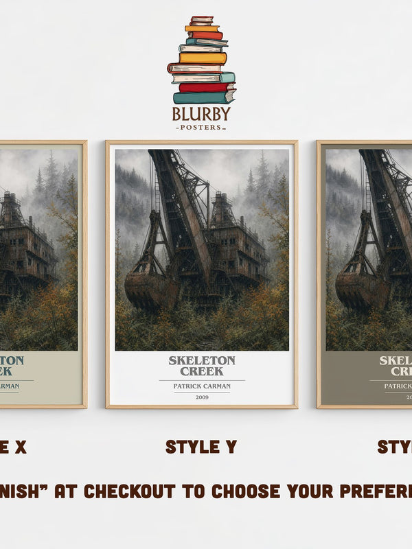 Skeleton Creek book cover print in frame leaning in hallway – mystery wall art