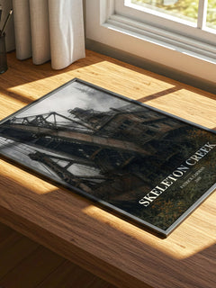 Skeleton Creek watercolour book poster framed on wall – mystery wall art