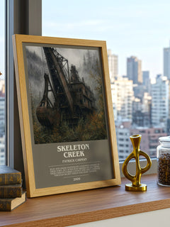 Skeleton Creek bookish print framed by window – literary home decor