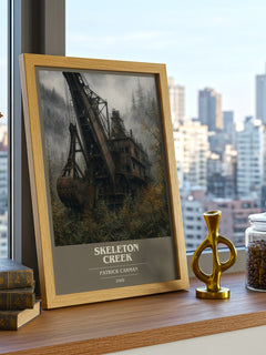 Skeleton Creek book cover print framed by window – literary home decor