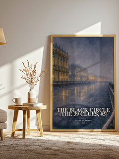 The Black Circle (The 39 Clues, #5) watercolour print in frame leaning in hallway – young adult wall art