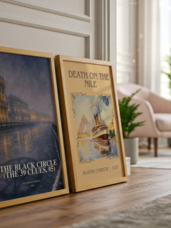 The Black Circle (The 39 Clues, #5) watercolour print framed by window – literary home decor