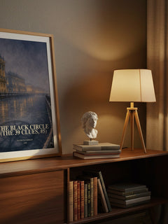 The Black Circle (The 39 Clues, #5) watercolour print on bookshelf – Patrick Carman fan gift