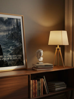 The Tenth City (The Land of Elyon, #3) watercolour print on bookshelf – Patrick Carman fan gift