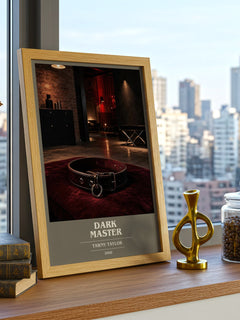 Dark Master book cover print framed by window – literary home decor