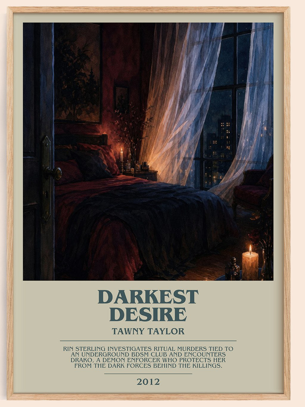 Darkest desire bookish book poster by Tawny Taylor – framed literary art print