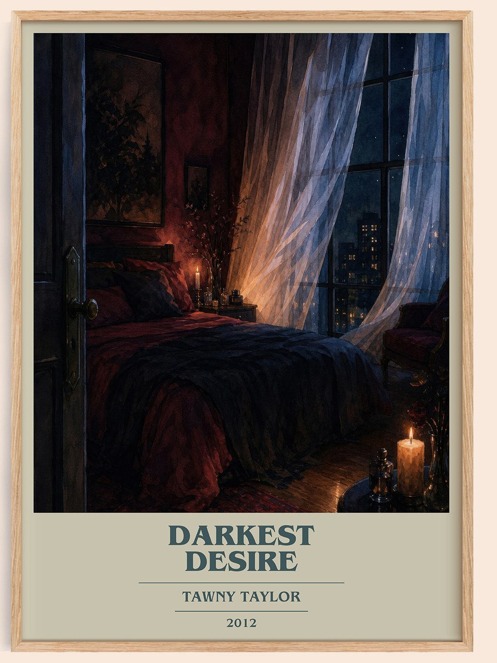 Darkest desire book cover book poster by Tawny Taylor – framed literary art print