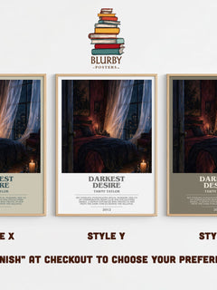 Darkest desire bookish print in frame leaning in hallway – romance wall art