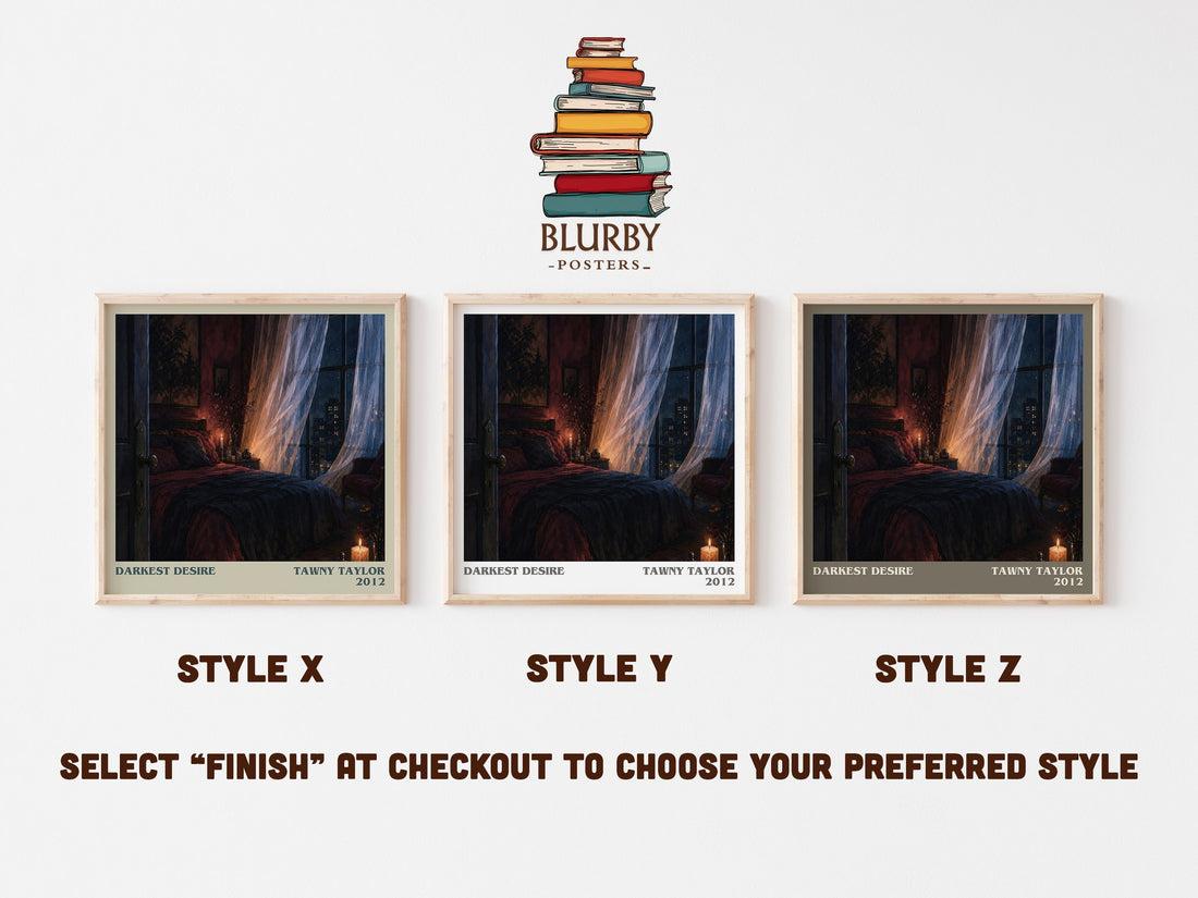 Darkest desire literary print in frame leaning in hallway – romance wall art (mockup)