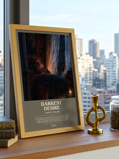 Darkest desire bookish print framed by window – literary home decor