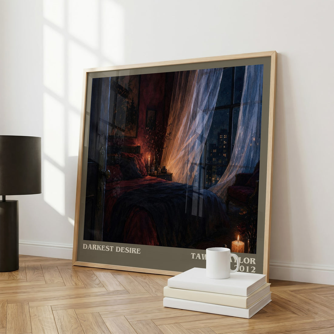 Darkest desire literary print framed by window – literary home decor