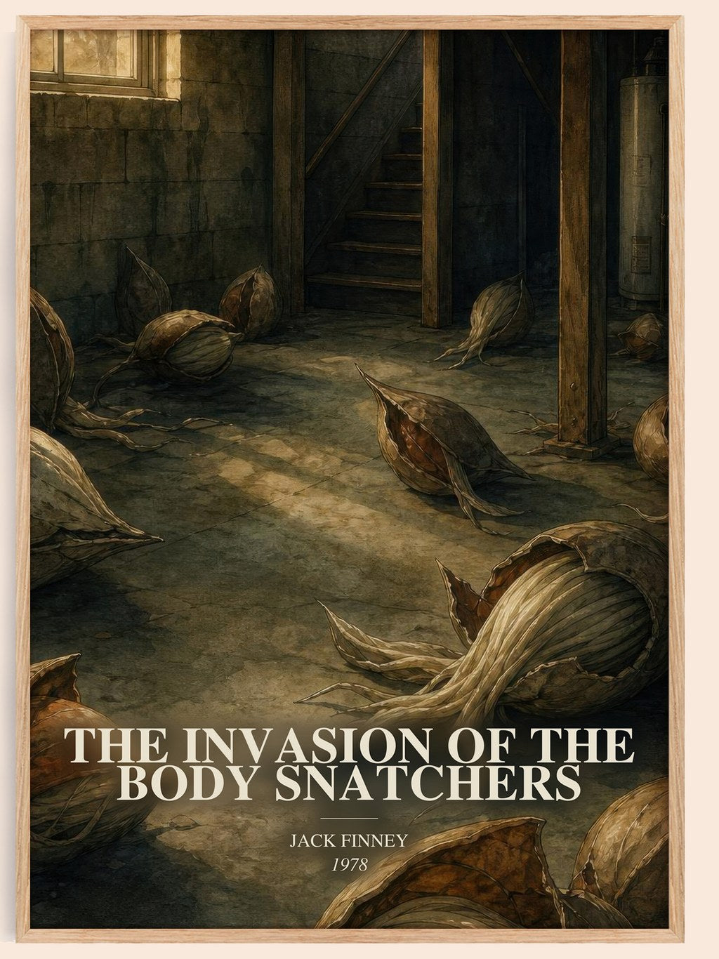 The Invasion of the Body Snatchers watercolour book poster by Jack Finney – framed literary art print