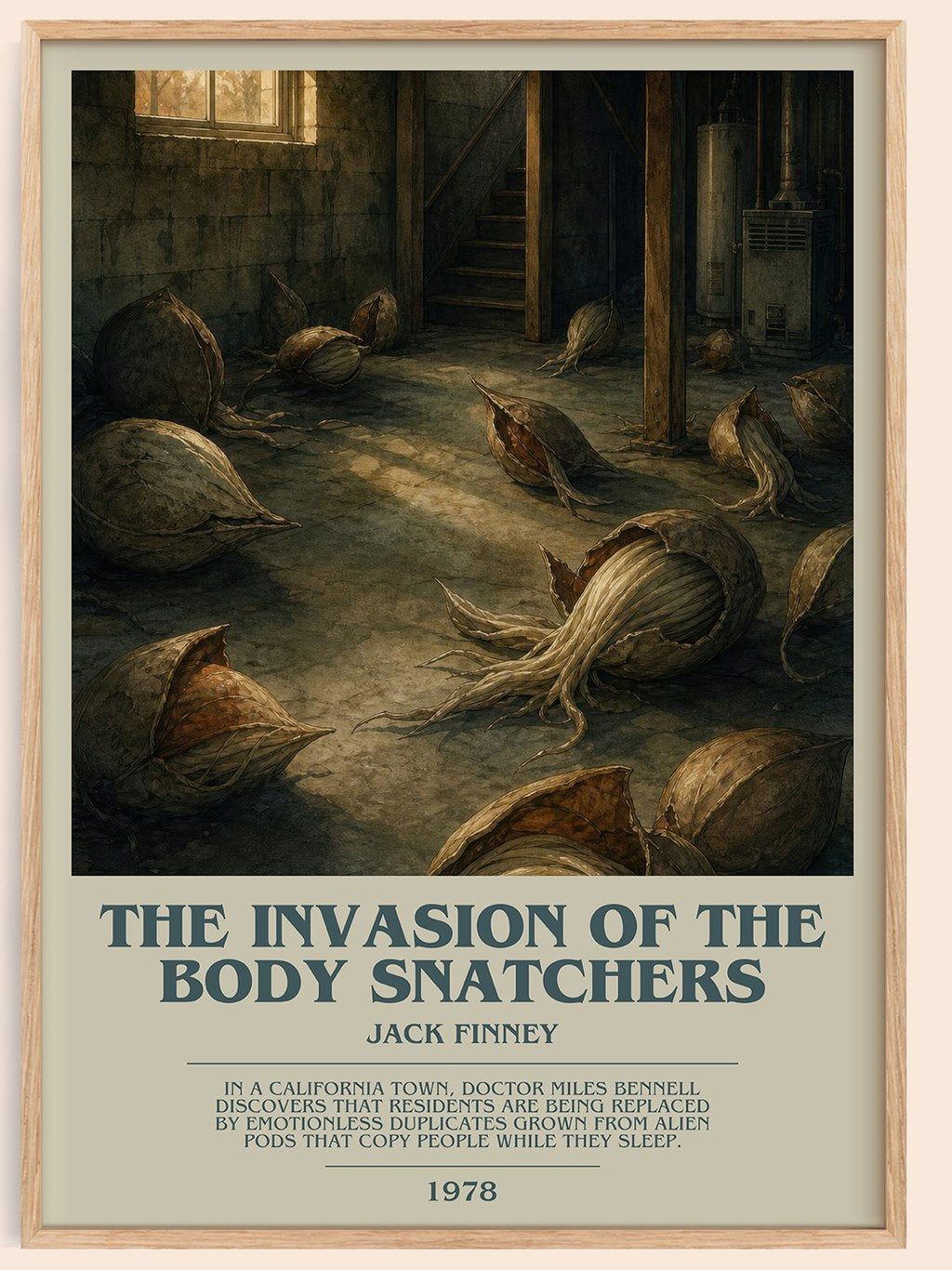 The Invasion of the Body Snatchers bookish book poster by Jack Finney – framed literary art print