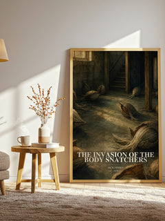 The Invasion of the Body Snatchers watercolour print in frame leaning in hallway – sci fi wall art