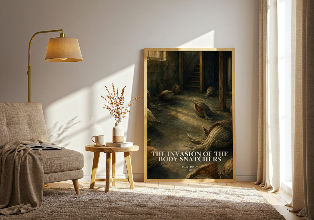The Invasion of the Body Snatchers watercolour print in frame leaning in hallway – sci fi wall art