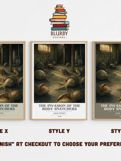 The Invasion of the Body Snatchers book cover print in frame leaning in hallway – sci fi wall art
